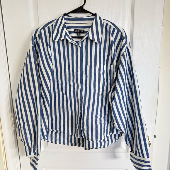 J. Crew Étienne cropped button-up shirt in striped cotton poplin - Picture 2 of 7